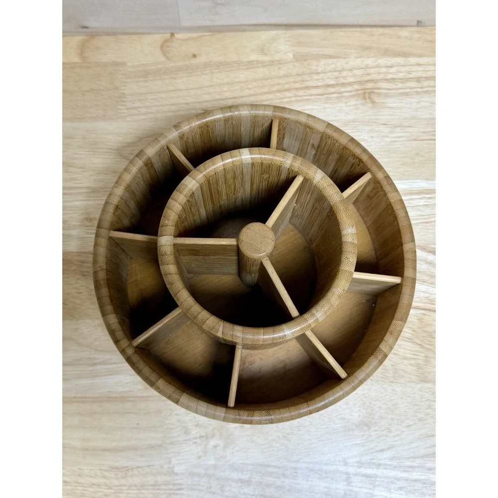 Pampered Chef Bamboo Tool Turn About Carousel Utensil Holder Caddy #2172 RETIRED